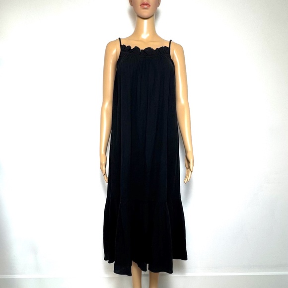 NWT J. CREW Ruffle Beach Dress Coverup Airy Gauze Size XS-M* Black Oversized - Picture 2 of 10